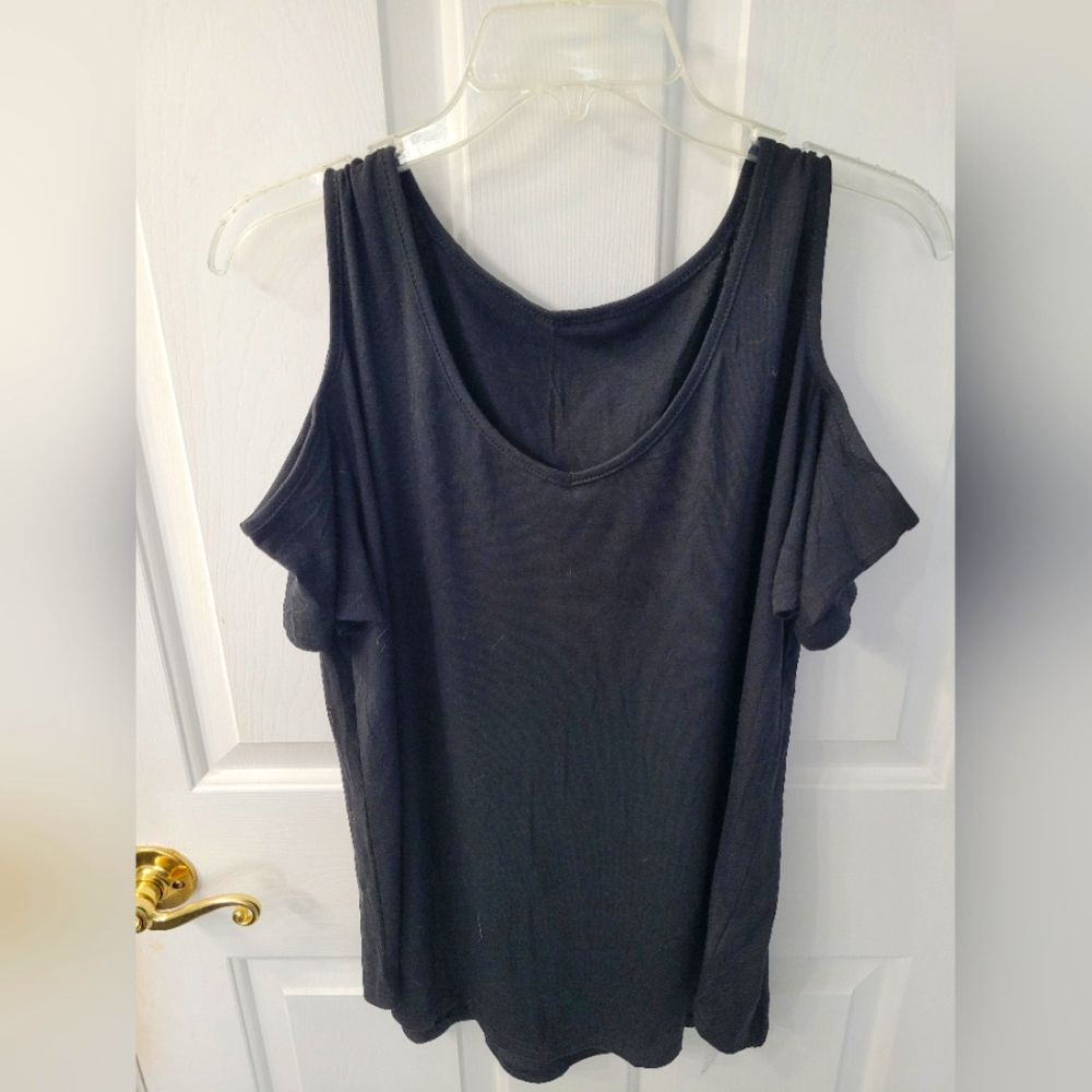 Black Cold Shoulder Women's Top